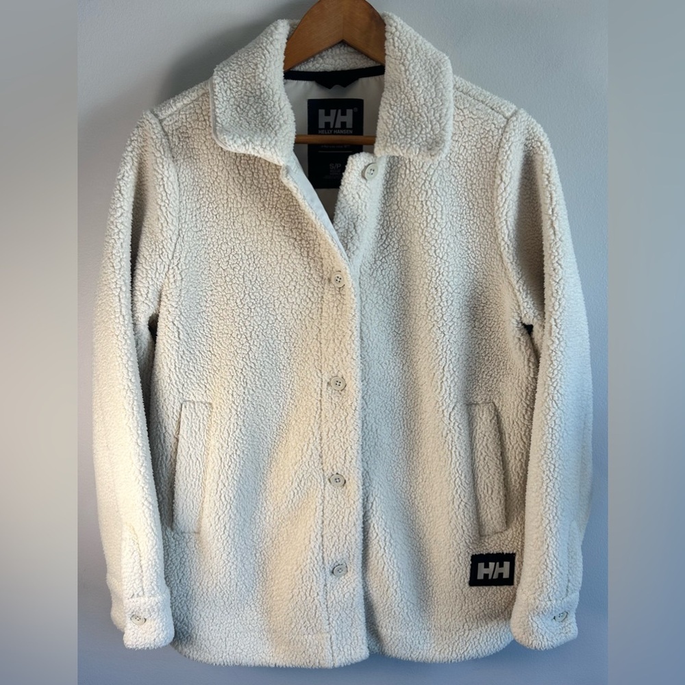 Helly Hansen Women’s White Fleece Button Up Jacket Sweater - Size S EUC